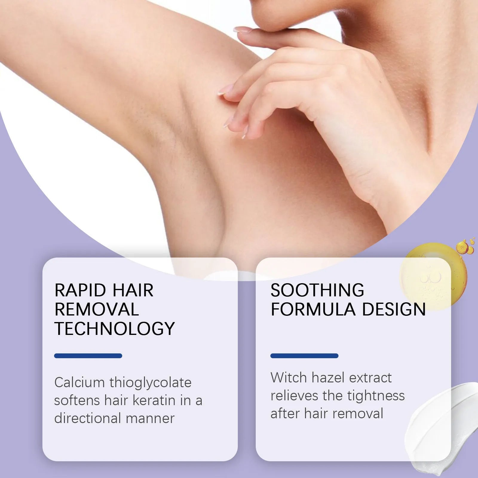 100g tube of moisturising hair removal cream with witch hazel extract and glycerin formula