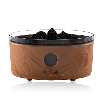 Volcano aroma diffuser unit showing water tank and control buttons with remote control