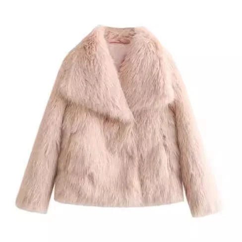 A warm and stylish plush coat for women, available in a variety of colors and sizes.