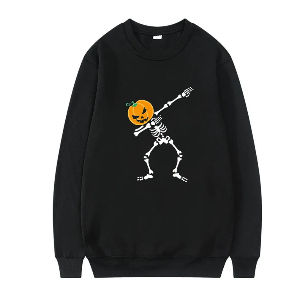 Women's printed crew neck long-sleeve top in black, red, yellow, white, or orange red colours