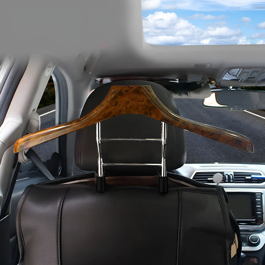 Wood yellow stainless steel car clothes hanger measuring 46.5cm for suits and uniforms