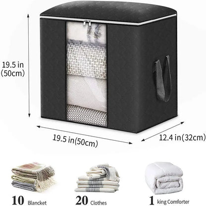 Non-woven storage bag in beige colour with handbag shape for organising quilts and clothes