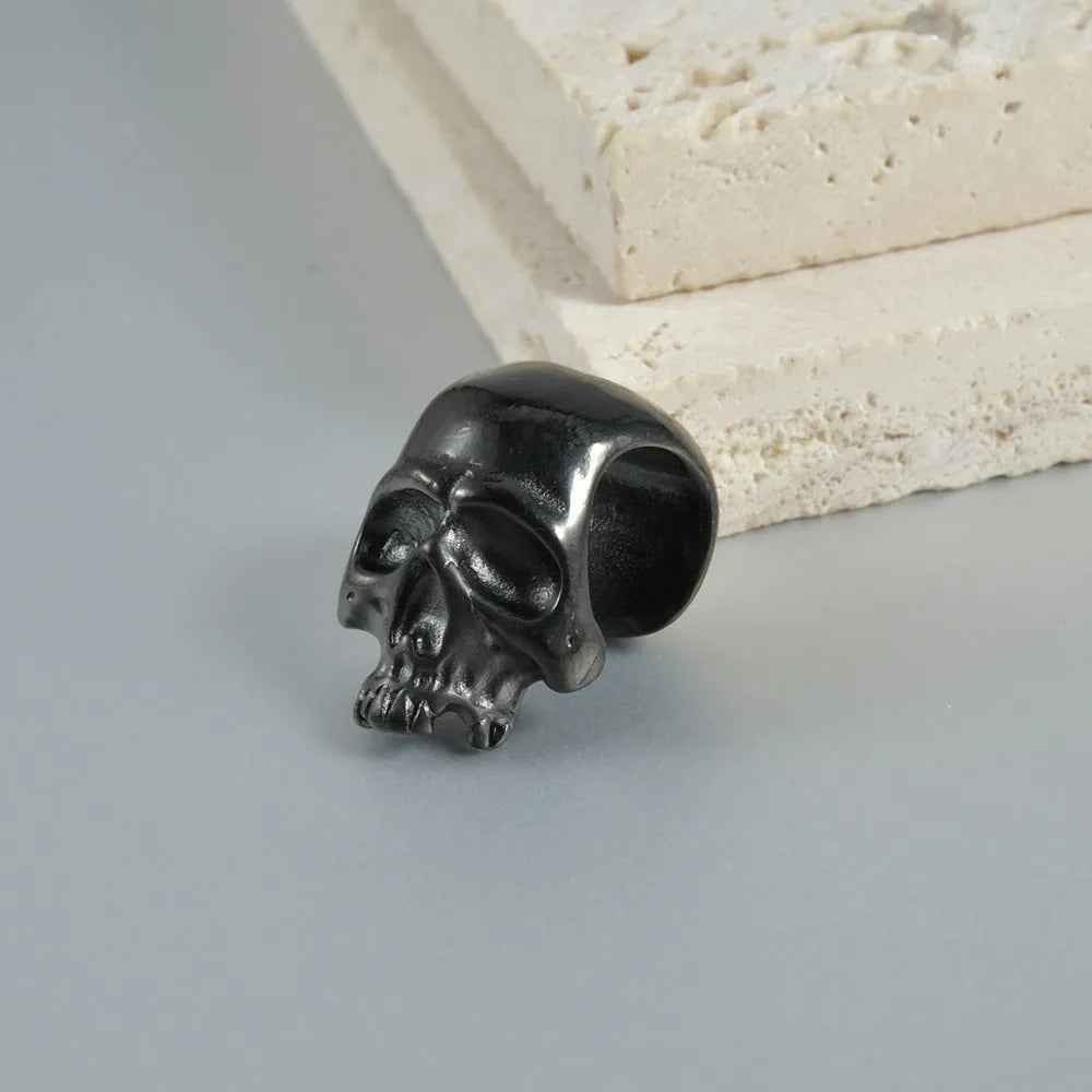 Personalised stainless steel hollow skull Buddha earrings showing 1.5 cm diameter and electroplated colour options