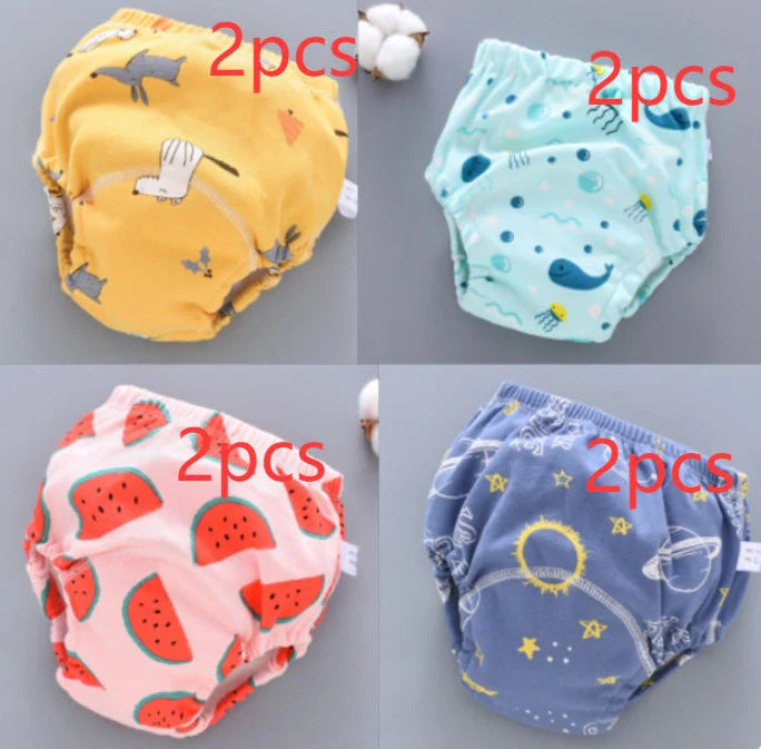 Washable baby training pants with 6-layer gauze diaper cover in pure cotton fabric