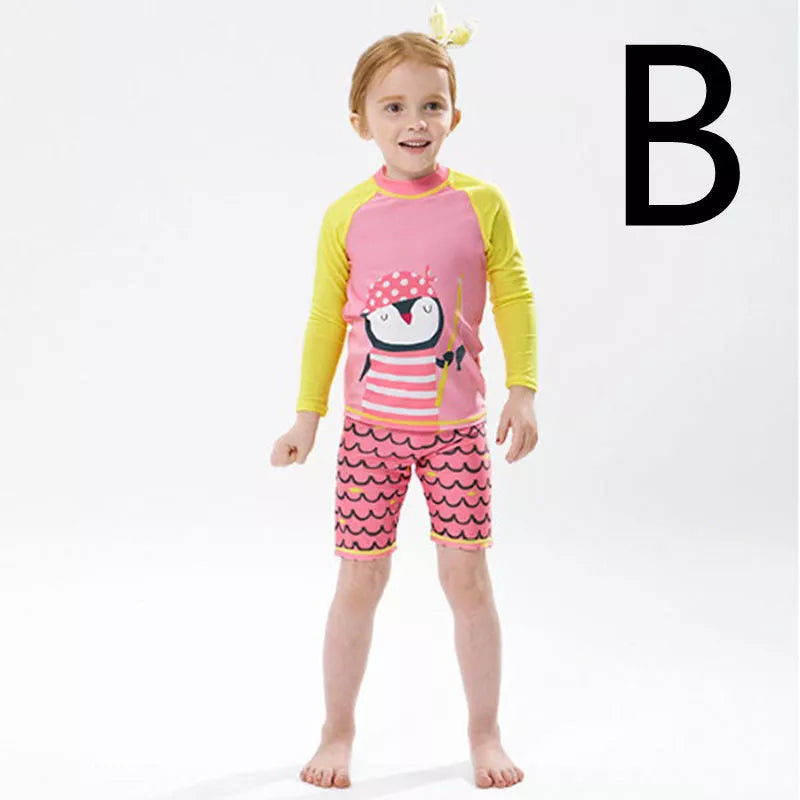 Boys' quick-dry swim trunks with vibrant prints, perfect for pool and beach