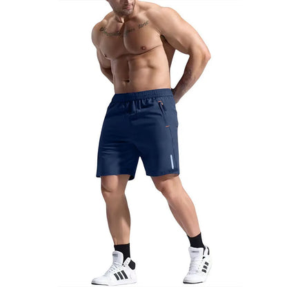 Men's bamboo blend sports shorts in army green with an elastic drawstring waist.