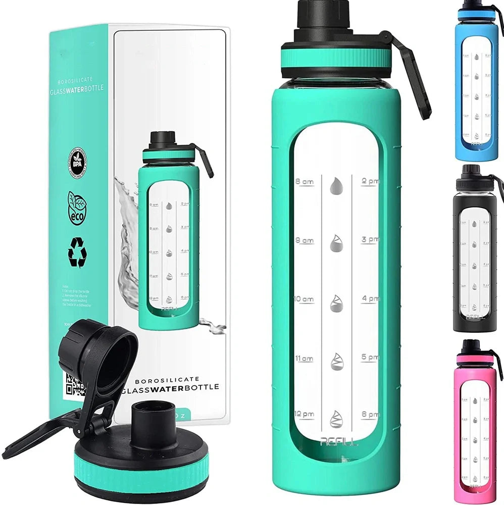 Cylindrical sports water bottle with 750ml capacity, leak-proof lid, and multiple colour options