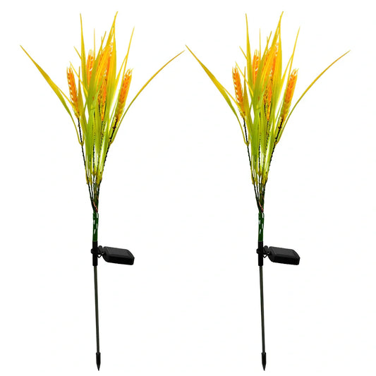 Solar wheat ear garden lamp with seven LED heads and 75mm diameter for outdoor pathway lighting