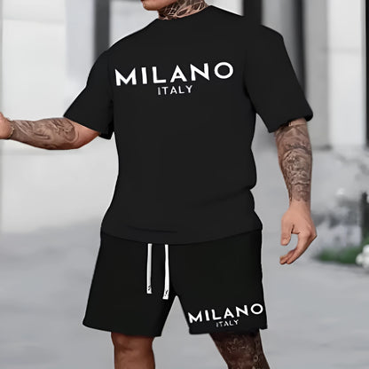 Polyester short sleeve suit set showing coordinated top and shorts in available colours