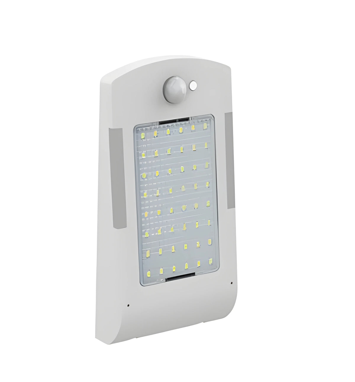 Solar-powered outdoor garden light with motion sensor in black or white with wall mount or pole options
