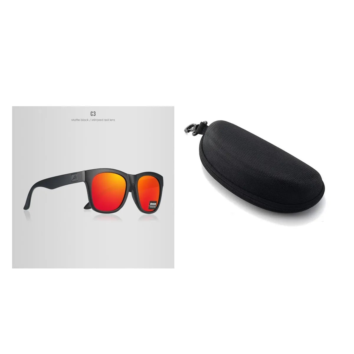 Thickened polarised sunglasses with TAC lenses and PC frame in one of five available colours.