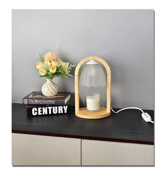 New Chinese style wooden fragrance lamp with adjustable dimming and melting wax compartment