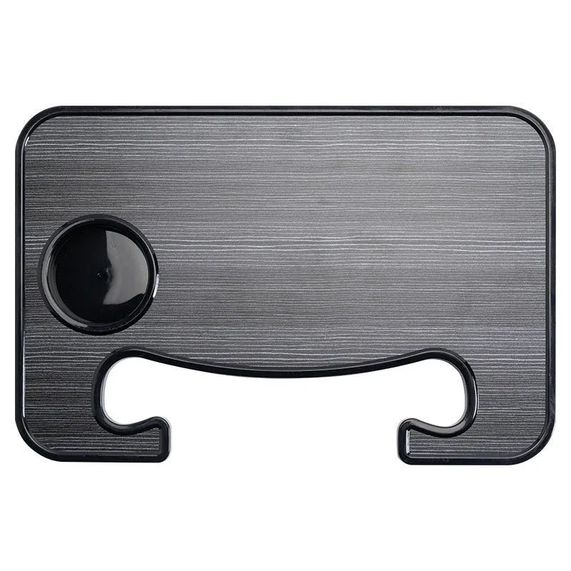 Black ABS plastic car steering wheel tray functioning as a laptop stand and dining table