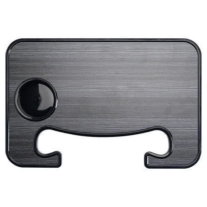Black ABS plastic car steering wheel tray functioning as a laptop stand and dining table