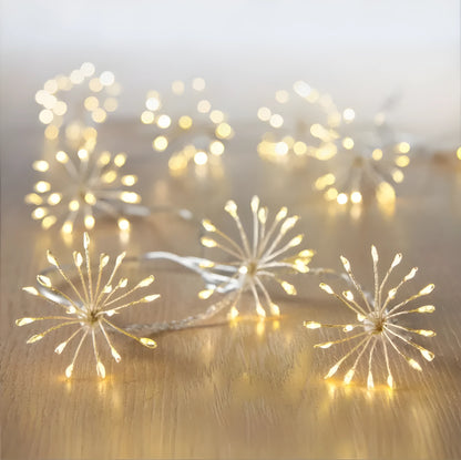 Dandelion LED solar fireworks lamp, 6.25m flower shape, 10 fireworks, 100 or 200 LED, warm white or colourful