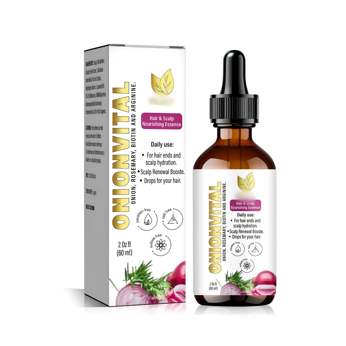60ml onion biotin and rosemary shampoo plastic bottle for hair repair and frizzy curly hair