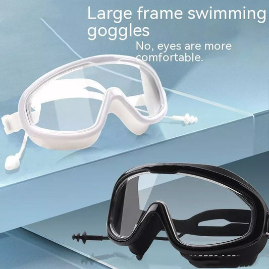 Large frame waterproof anti-fog HD swimming goggles for adults in multiple colors