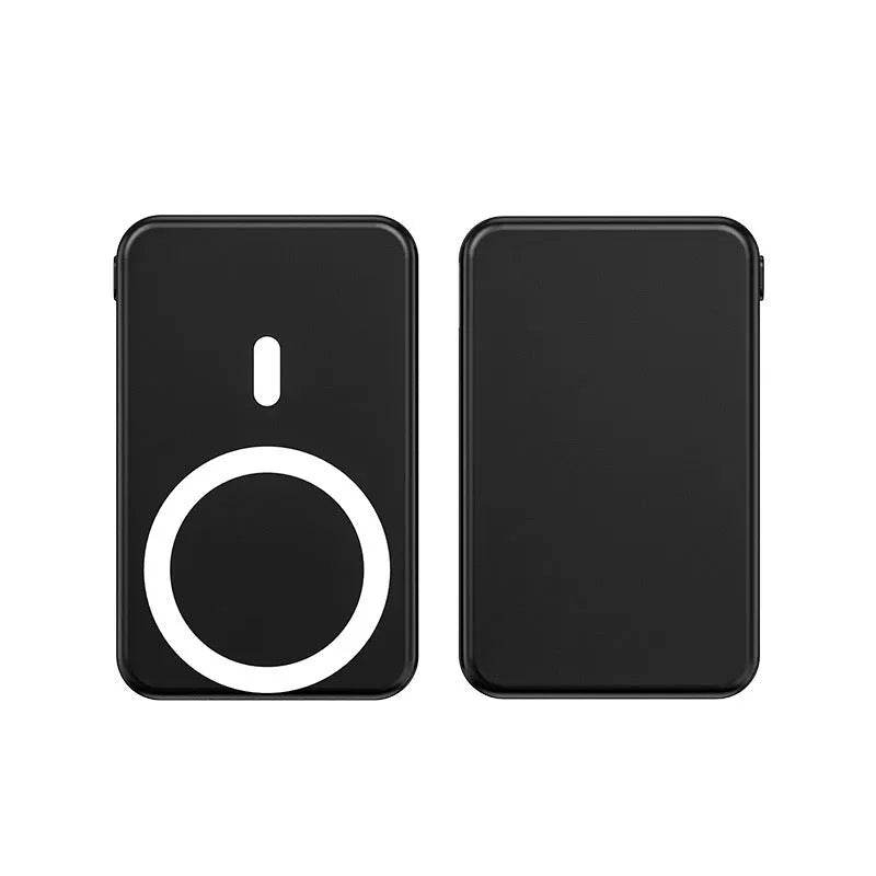 Ultra-thin 10000mAh magnetic wireless power bank in black, blue, or white, 15W fast charge for iPhone.