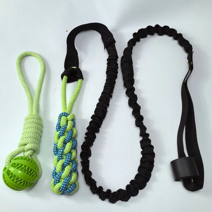 Green corncob dog tug rope toy made from cotton thread for indoor and outdoor play