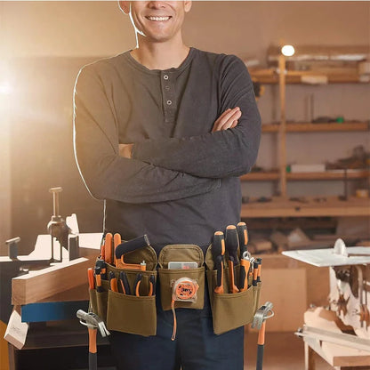 Adjustable Tool Belt in 900D Oxford Cloth with multiple pockets for tool organization