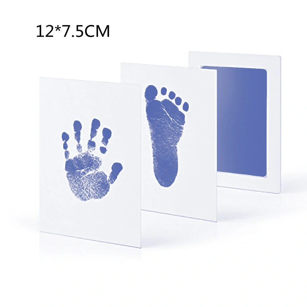 Disposable ink baby hand and foot print kit with six colour options and two size formats