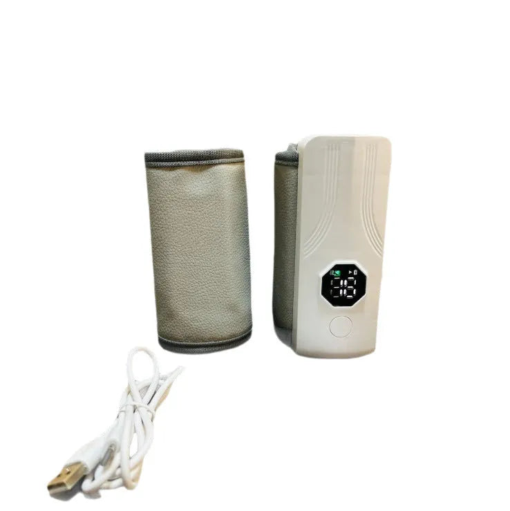 Grey and white car charger milk warmer with 36W power and constant temperature function
