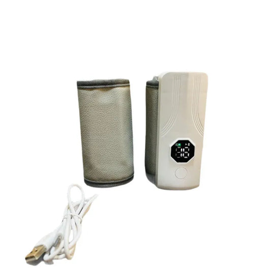 Grey and white car charger milk warmer with 36W power and constant temperature function
