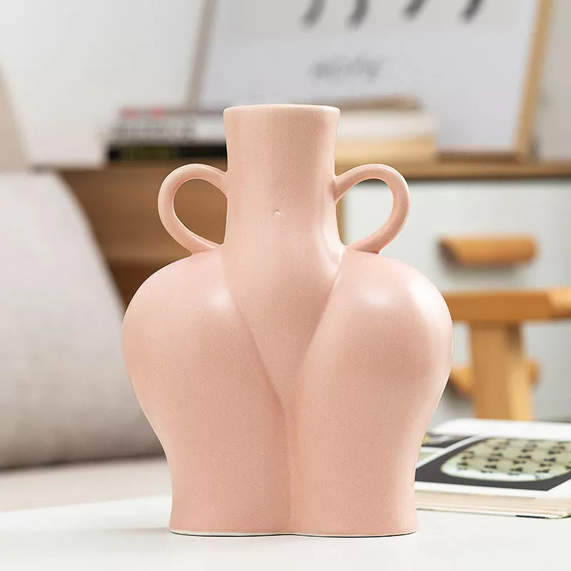 Handmade ceramic body art vase for hydroponic plants in various colors