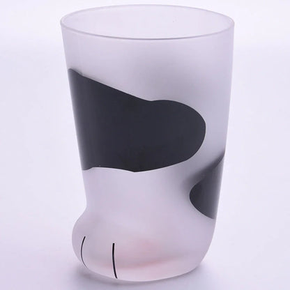 Adorable Cat Paws Glass Mug for coffee and milk, featuring a unique cat paw design.
