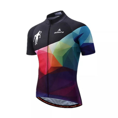 Breathable summer cycling jersey for men and women in vibrant patterns
