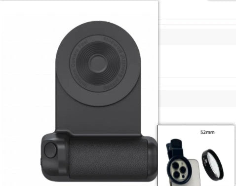 Versatile magnetic camera phone holder with rotatable design, secure grip, and ergonomic handle for stable mobile photography