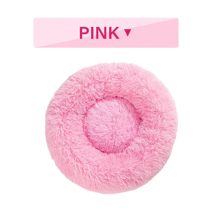 XXL fluffy donut dog bed in luxury long plush with 100cm diameter for large pets