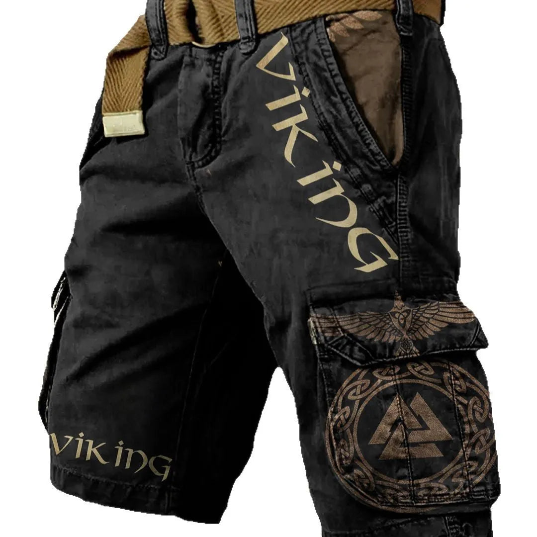 Men's digital printed zip shorts in polyester fabric showing colour and pattern options