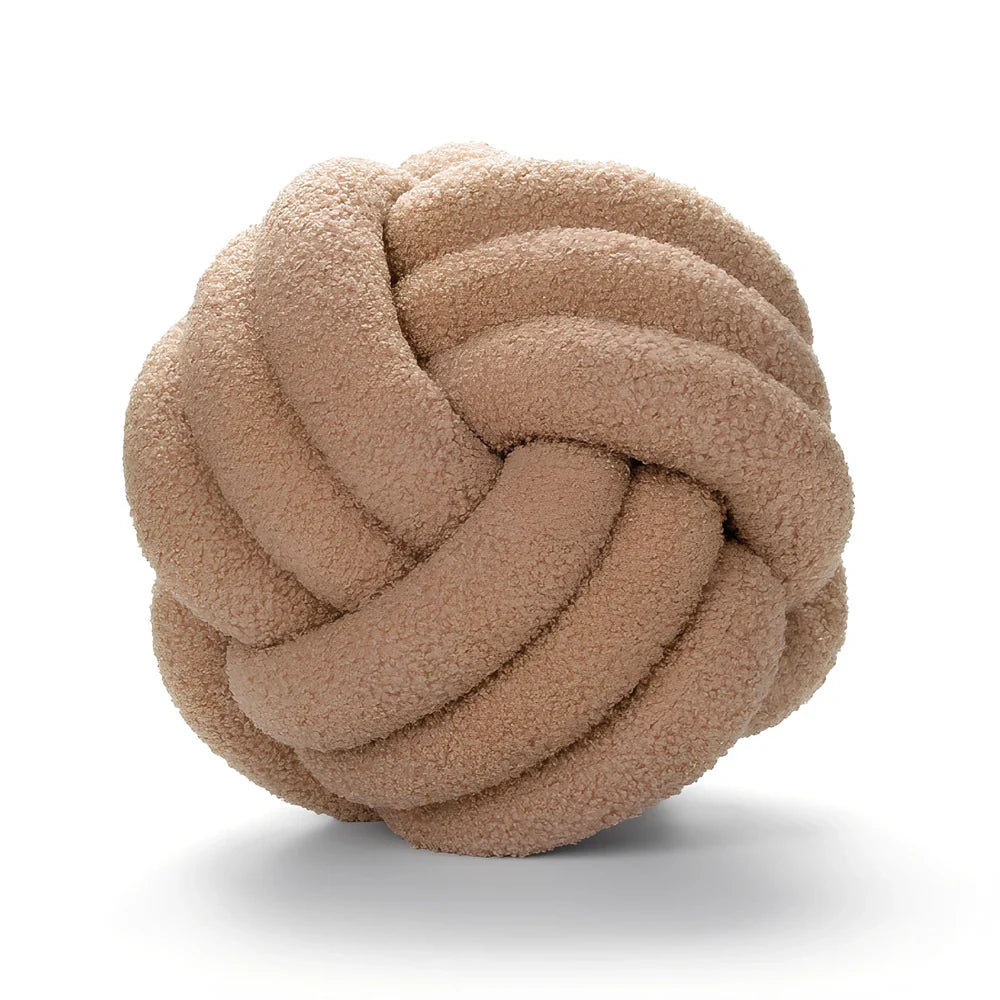 Spherical lamb wool cushion with hand-knotted surface in Nordic design, 27-30cm diameter