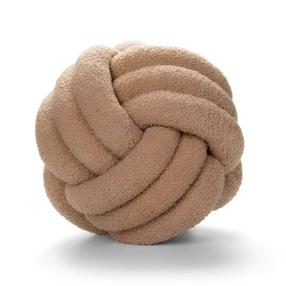 Spherical lamb wool cushion with hand-knotted surface in Nordic design, 27-30cm diameter