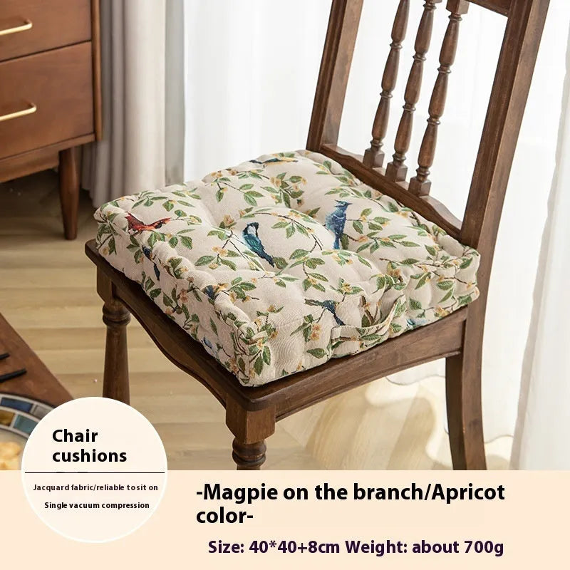 American-style dining chair back cushion with floral pattern, 40cm by 40cm by 8cm dimensions