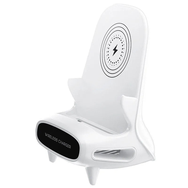 White portable mini desk wireless phone charger and holder with 10W fast charging