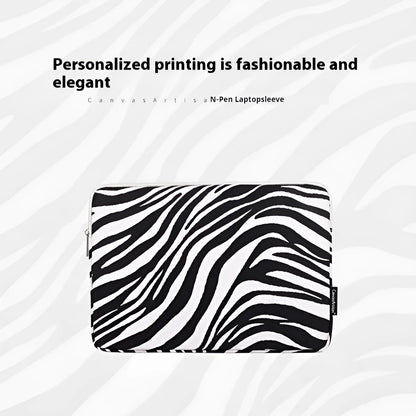 Black and white zebra pattern polyester protective sleeve for a digital notebook, available in 11 to 17 inch sizes