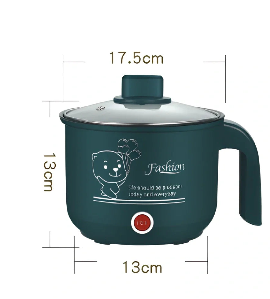 Emerald green multifunctional electric cooker with stainless steel pot and adjustable power controls