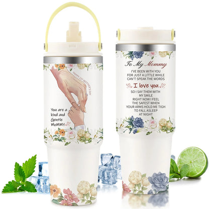 Premium 30oz stainless steel insulated cup in various colors, keeping drinks hot or cold for hours.