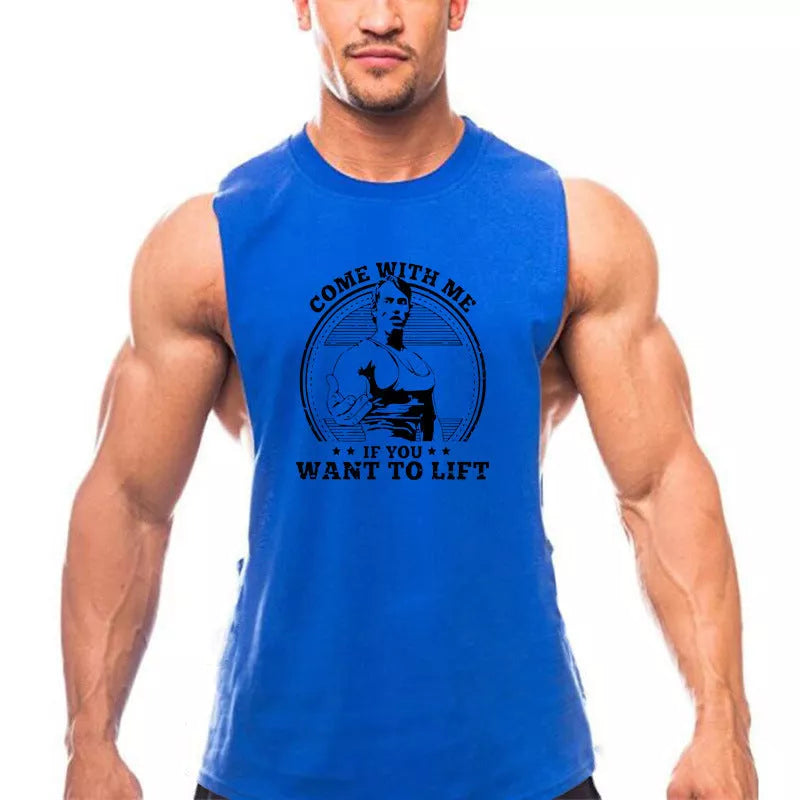 Men's cotton workout vest in various colors, perfect for sports and fitness activities