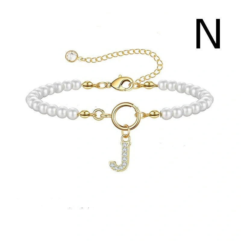 2024 fashion initial pearl bracelet for women with toggle clasp