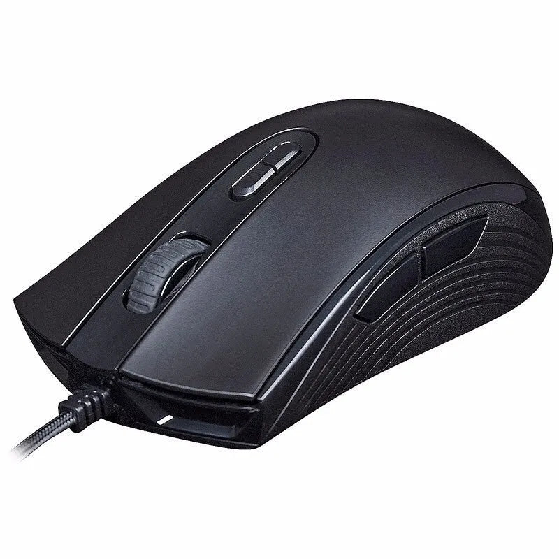 Pulse RGB wired gaming mouse with USB cable in black or pink colour options