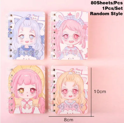 Coil-bound pocket notebook with cloth cover measuring 105x80mm with themed design