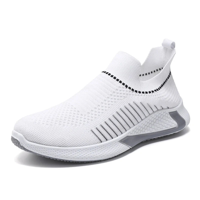 Men's breathable mesh slip-on sneakers with striped design in multiple colors