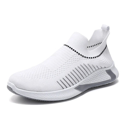 Men's breathable mesh slip-on sneakers with striped design in multiple colors