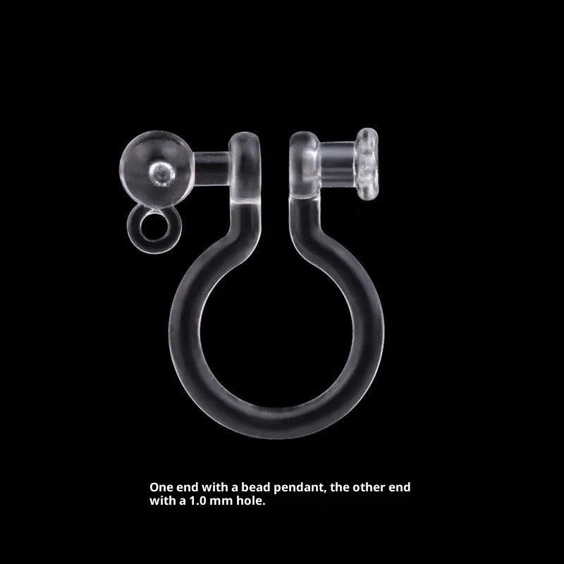 Transparent U-shaped plastic resin ear clip converter for stud earrings, unisex, single piece