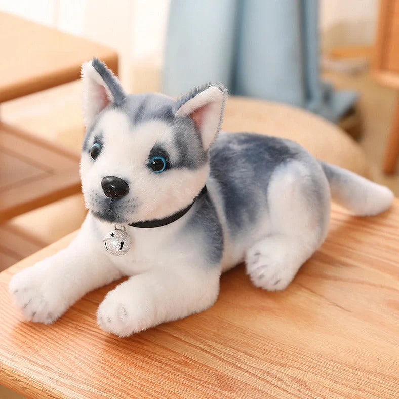Simulation Husky plush toy in sitting posture measuring 25cm height