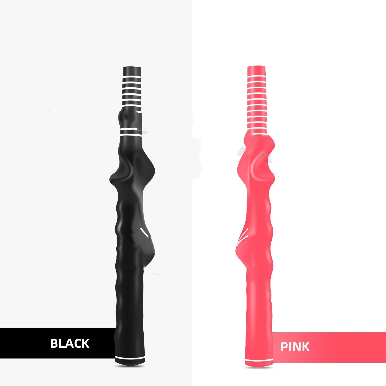 Golf swing exerciser with rubber grip for left and right hand practice