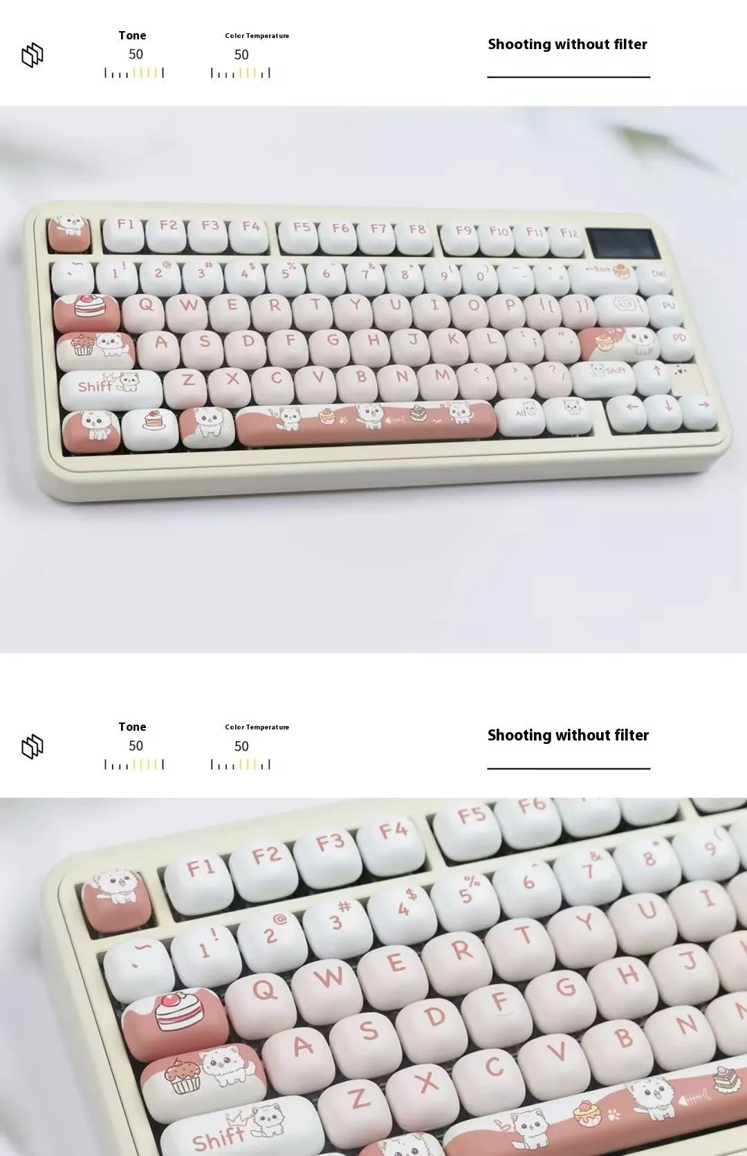 Dessert cat MOG round sublimation key cap for mechanical keyboards with colourful cartoon artwork